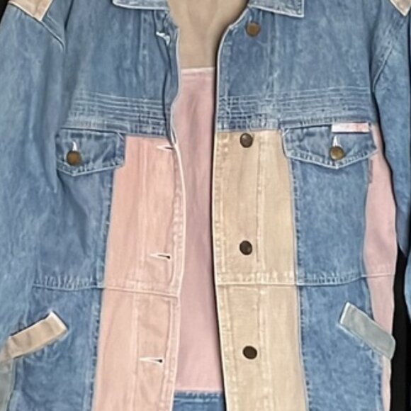 Vintage Together Pastel Color Block Denim Jean Jacket - Picture 3 of 13